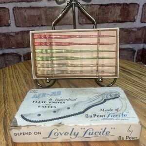 DuPont Lucite Aer Flo Lucite Fruit Knives Mid Century Set of 6 👀👀